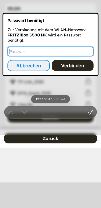 Introducir la contraseña WLAN para novolto Sense